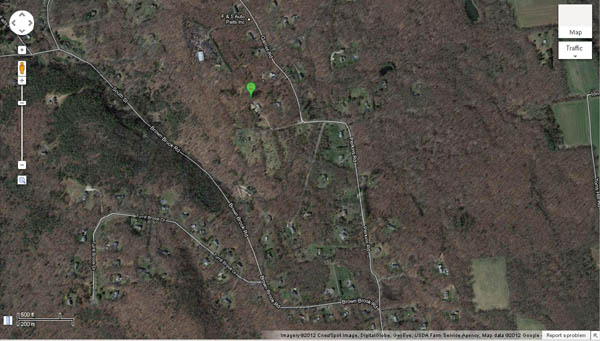 Satellite map of Green's Farm Garnet Deposit